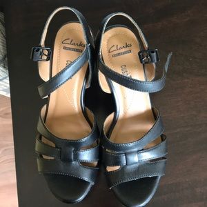 Clark’s soft cushion black wedges, new w/o tags!!